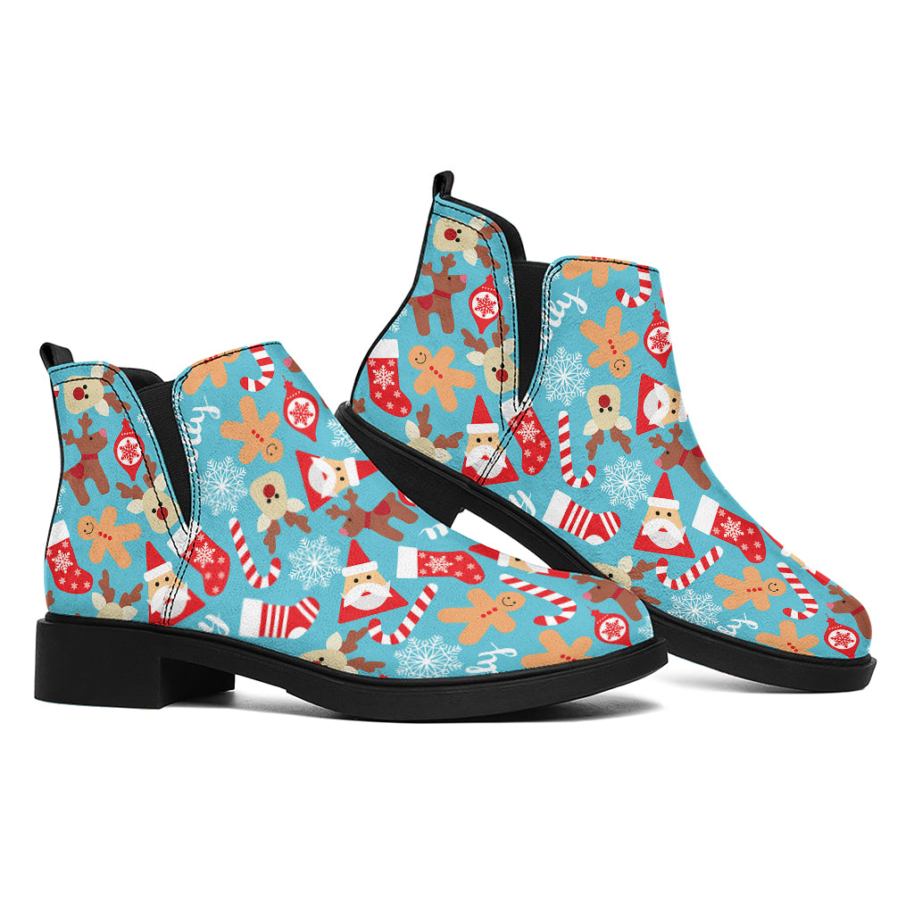 Cute Christmas Elements Pattern Print Flat Ankle Boots