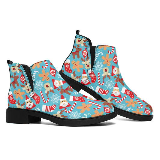Cute Christmas Elements Pattern Print Flat Ankle Boots
