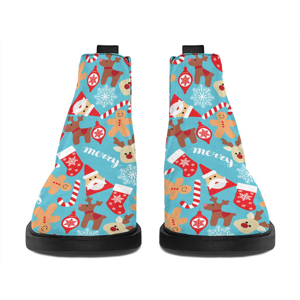 Cute Christmas Elements Pattern Print Flat Ankle Boots