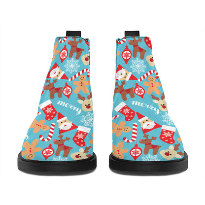 Cute Christmas Elements Pattern Print Flat Ankle Boots