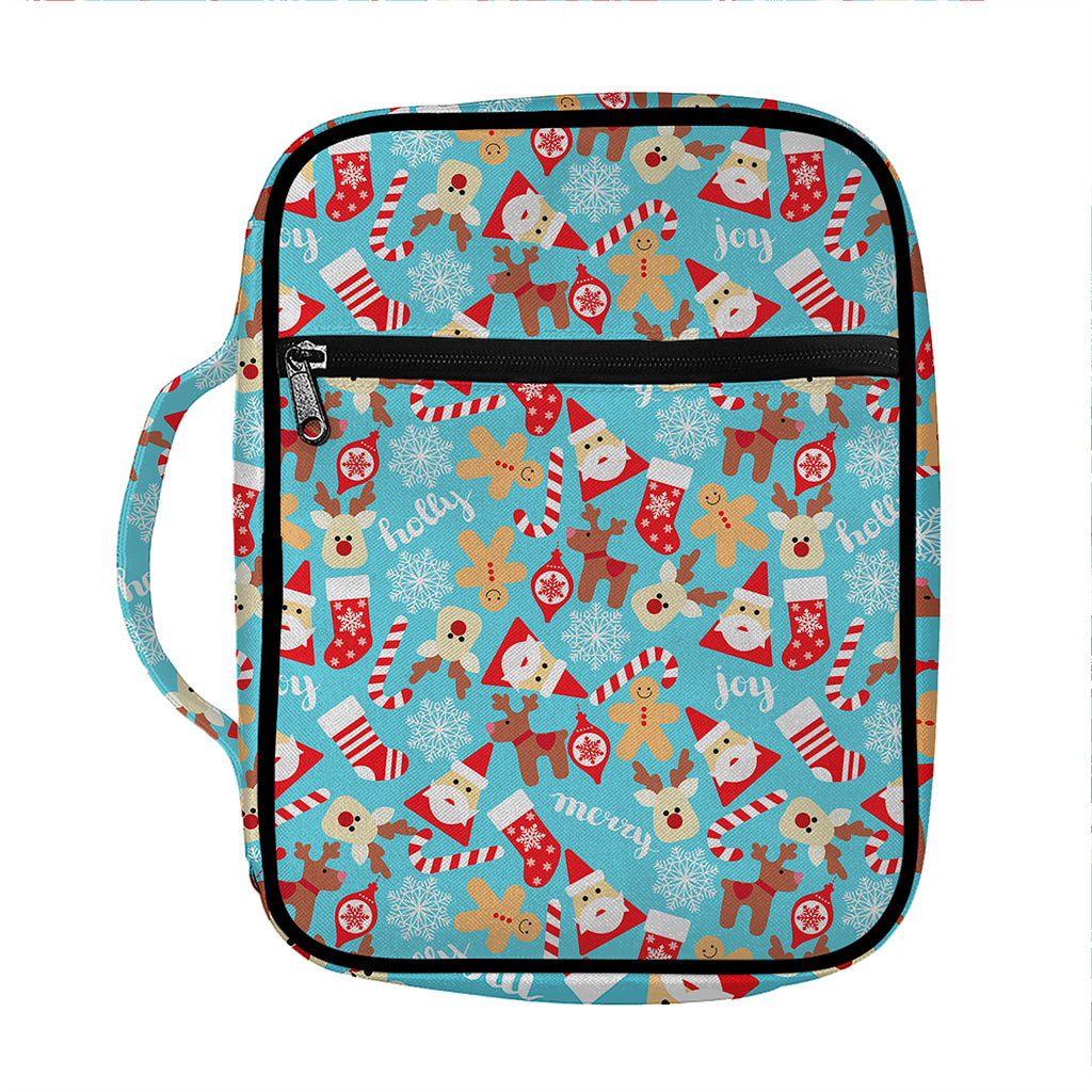 Cute Christmas Elements Pattern Print Front Pocket Bible Bag