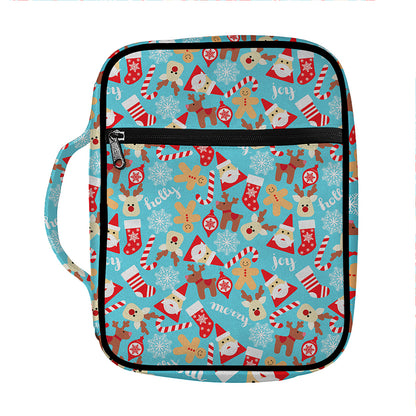 Cute Christmas Elements Pattern Print Front Pocket Bible Bag