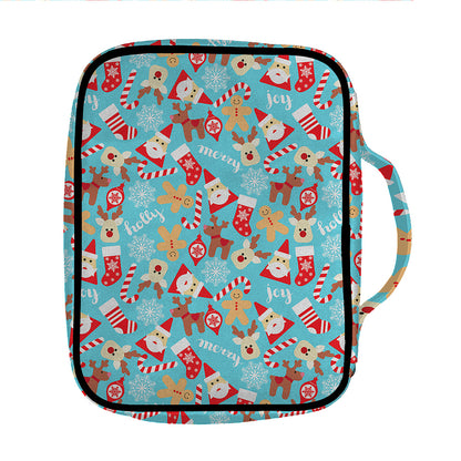 Cute Christmas Elements Pattern Print Front Pocket Bible Bag