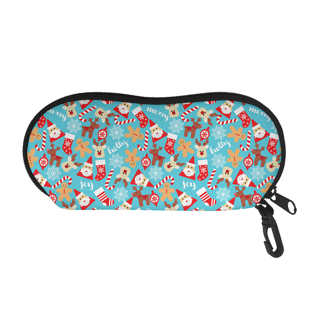Cute Christmas Elements Pattern Print Glasses Case