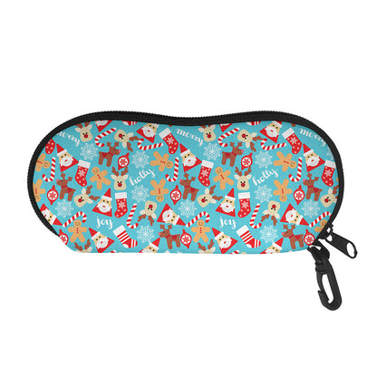 Cute Christmas Elements Pattern Print Glasses Case