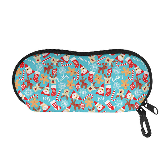 Cute Christmas Elements Pattern Print Glasses Case
