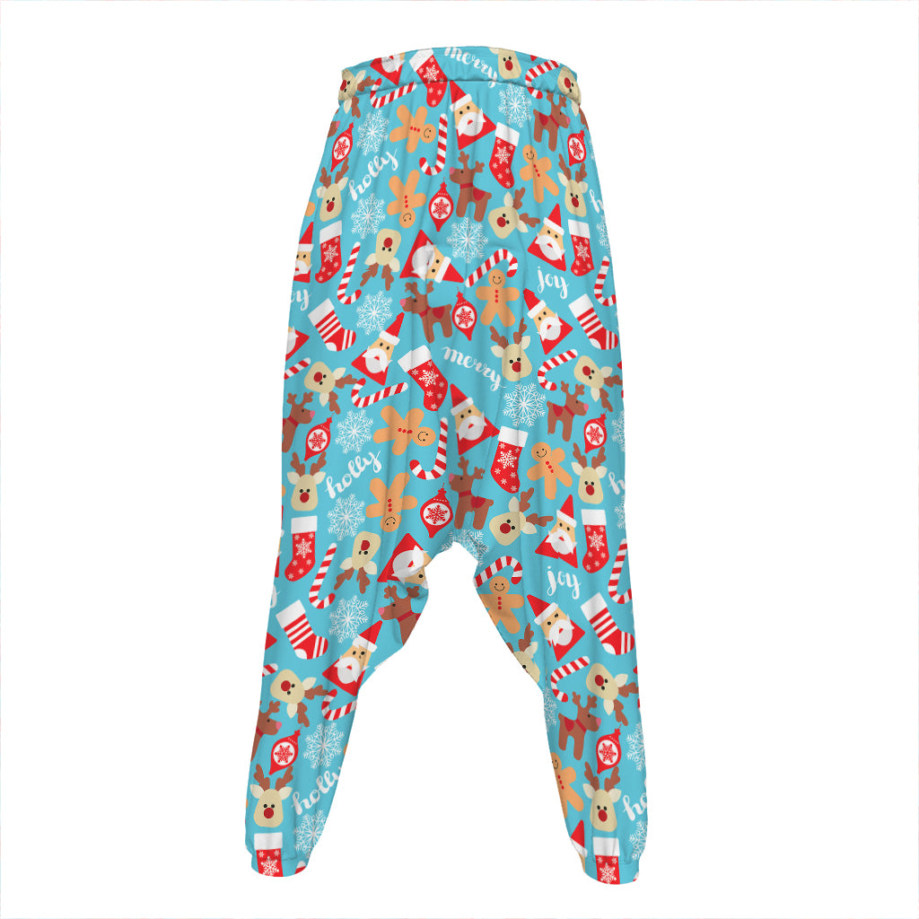 Cute Christmas Elements Pattern Print Hammer Pants