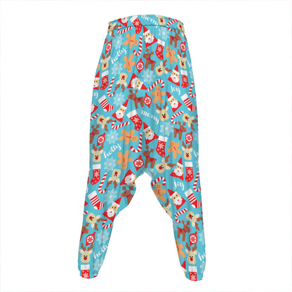 Cute Christmas Elements Pattern Print Hammer Pants