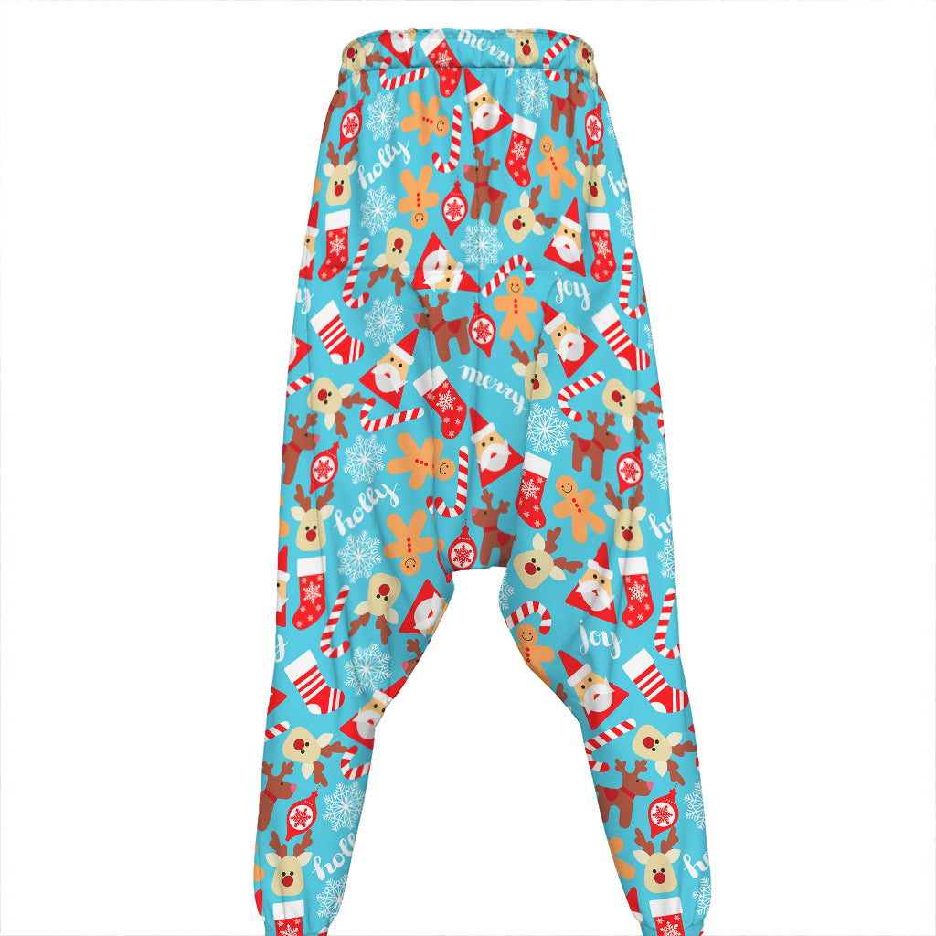 Cute Christmas Elements Pattern Print Hammer Pants