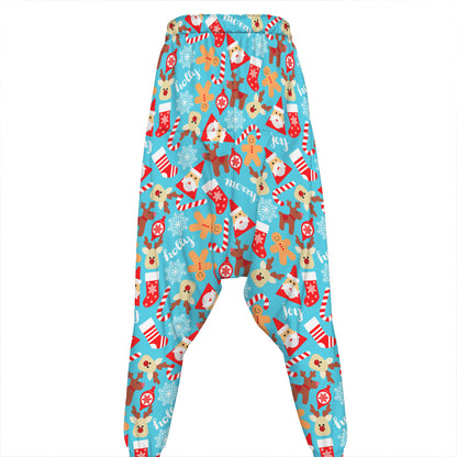 Cute Christmas Elements Pattern Print Hammer Pants