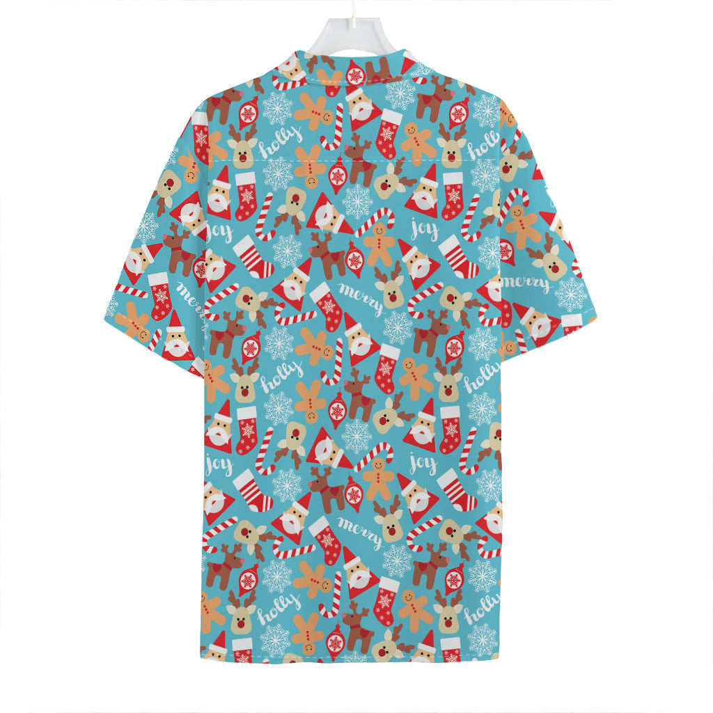 Cute Christmas Elements Pattern Print Hawaiian Shirt
