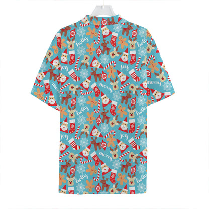 Cute Christmas Elements Pattern Print Hawaiian Shirt