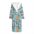 Cute Christmas Elements Pattern Print Hooded Bathrobe