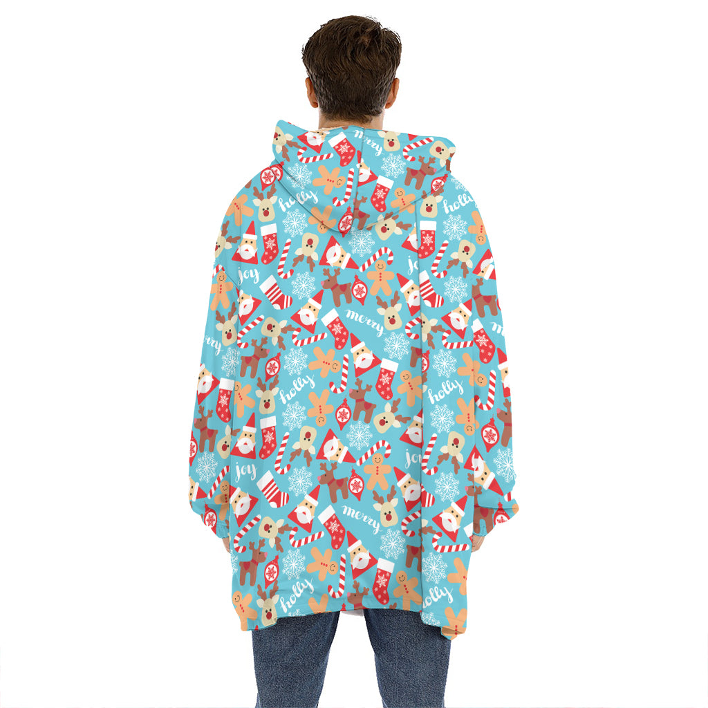 Cute Christmas Elements Pattern Print Hoodie Blanket