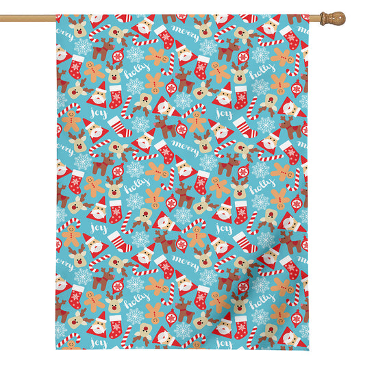 Cute Christmas Elements Pattern Print House Flag