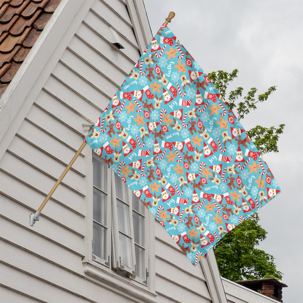 Cute Christmas Elements Pattern Print House Flag