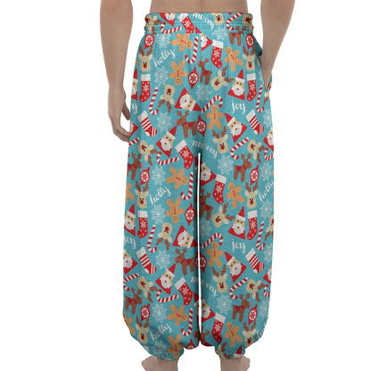 Cute Christmas Elements Pattern Print Lantern Pants
