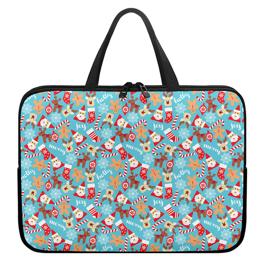 Cute Christmas Elements Pattern Print Laptop Sleeve With Handle