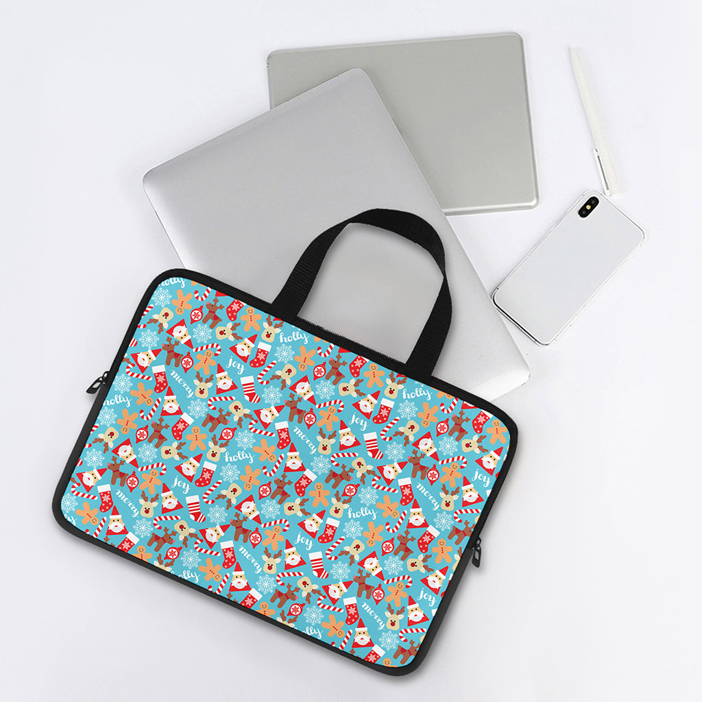 Cute Christmas Elements Pattern Print Laptop Sleeve With Handle