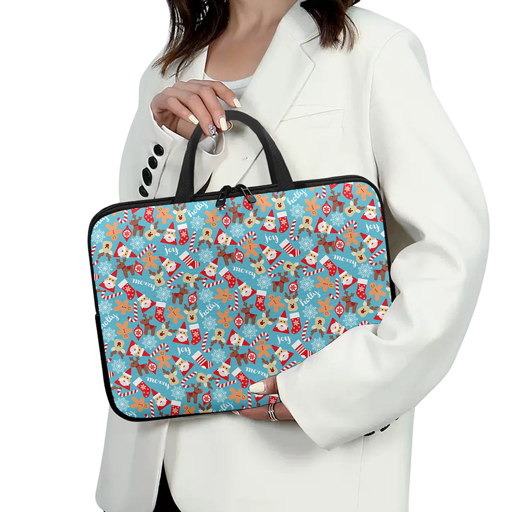 Cute Christmas Elements Pattern Print Laptop Sleeve With Handle