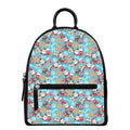 Cute Christmas Elements Pattern Print Leather Backpack
