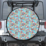 Cute Christmas Elements Pattern Print Leather Spare Tire Cover