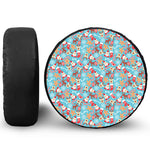 Cute Christmas Elements Pattern Print Leather Spare Tire Cover