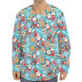 Cute Christmas Elements Pattern Print Long Sleeve Baseball Jersey