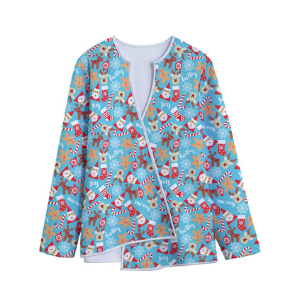 Cute Christmas Elements Pattern Print Long Sleeve Short Coat