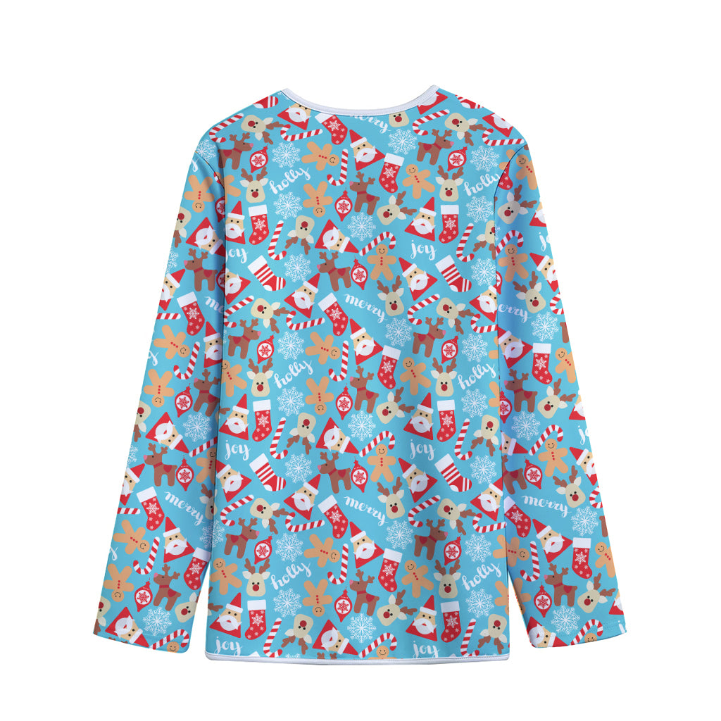Cute Christmas Elements Pattern Print Long Sleeve Short Coat
