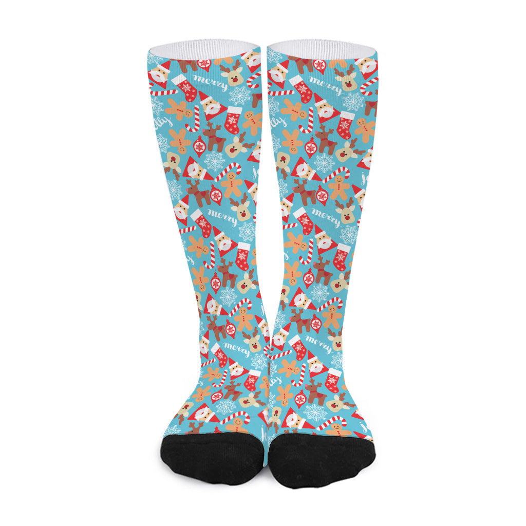 Cute Christmas Elements Pattern Print Long Socks