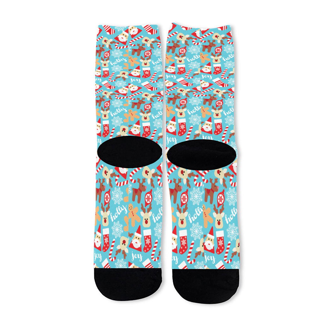 Cute Christmas Elements Pattern Print Long Socks