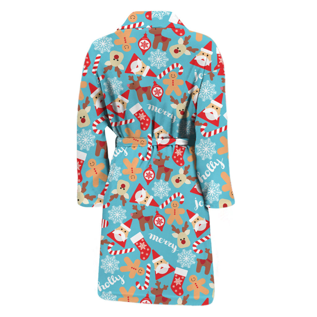 Cute Christmas Elements Pattern Print Men's Bathrobe