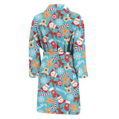 Cute Christmas Elements Pattern Print Men's Bathrobe