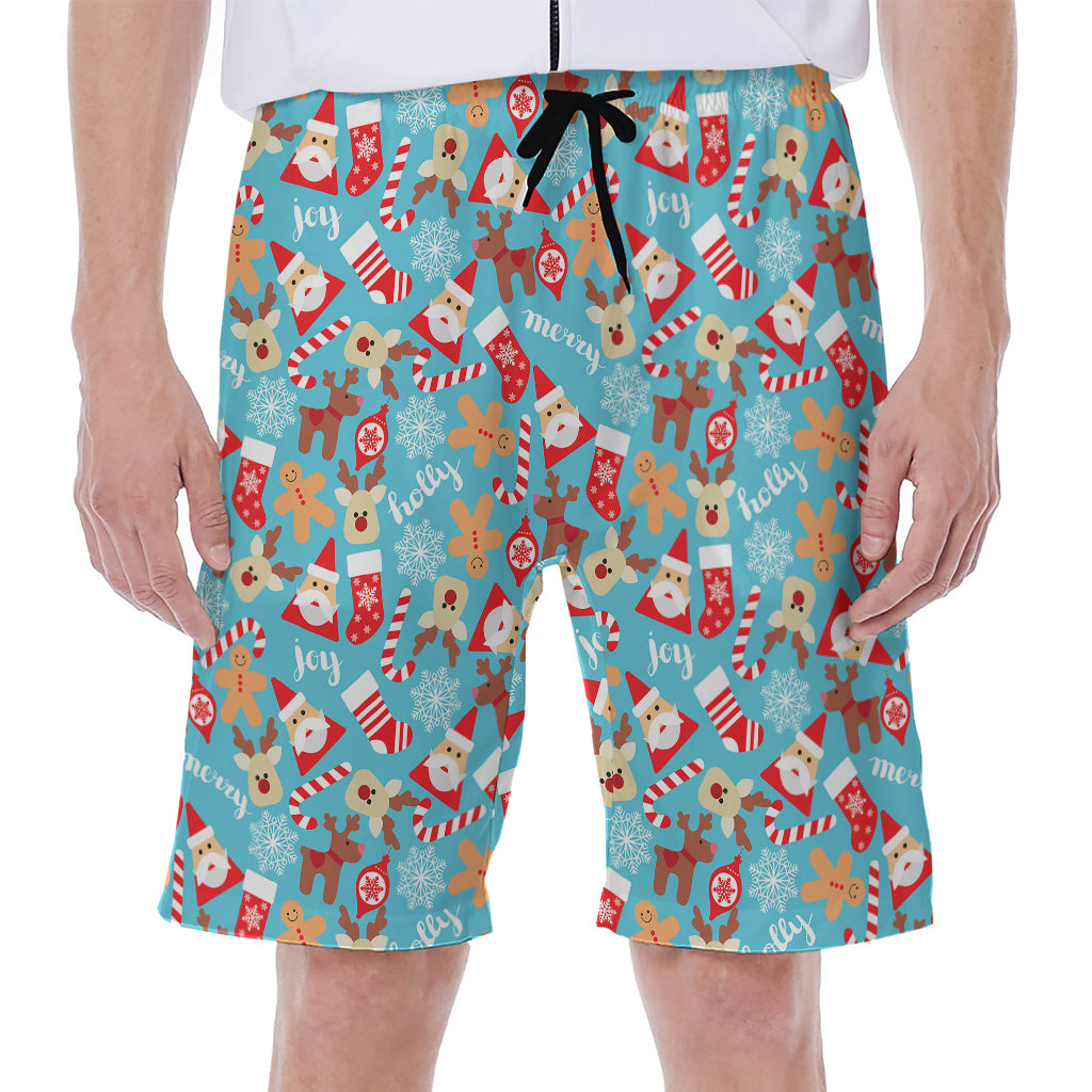 Cute Christmas Elements Pattern Print Men's Beach Shorts