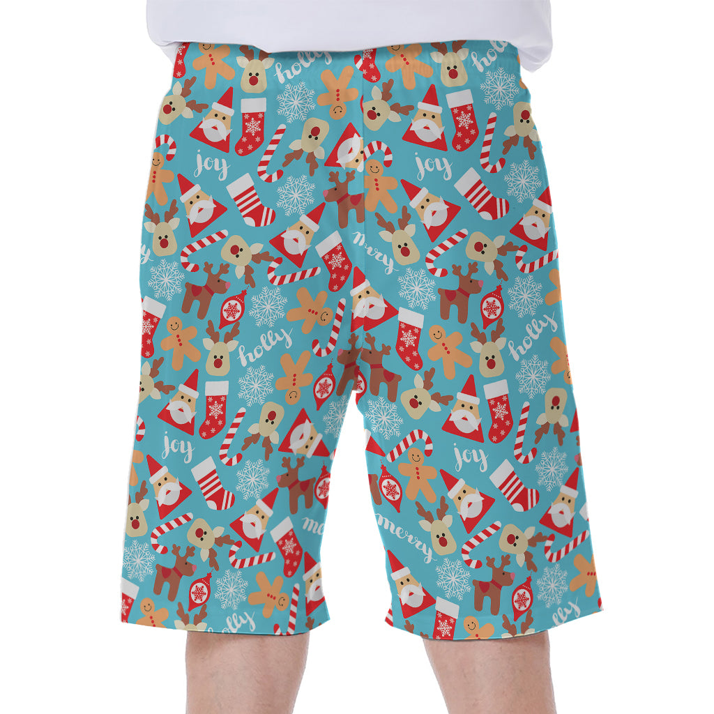 Cute Christmas Elements Pattern Print Men's Beach Shorts