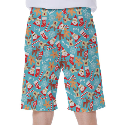 Cute Christmas Elements Pattern Print Men's Beach Shorts