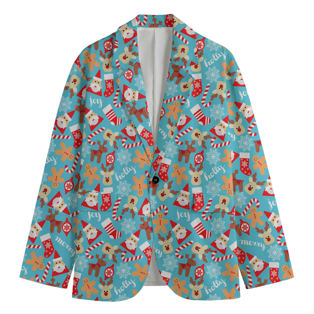 Cute Christmas Elements Pattern Print Men's Blazer