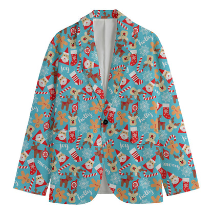 Cute Christmas Elements Pattern Print Men's Blazer