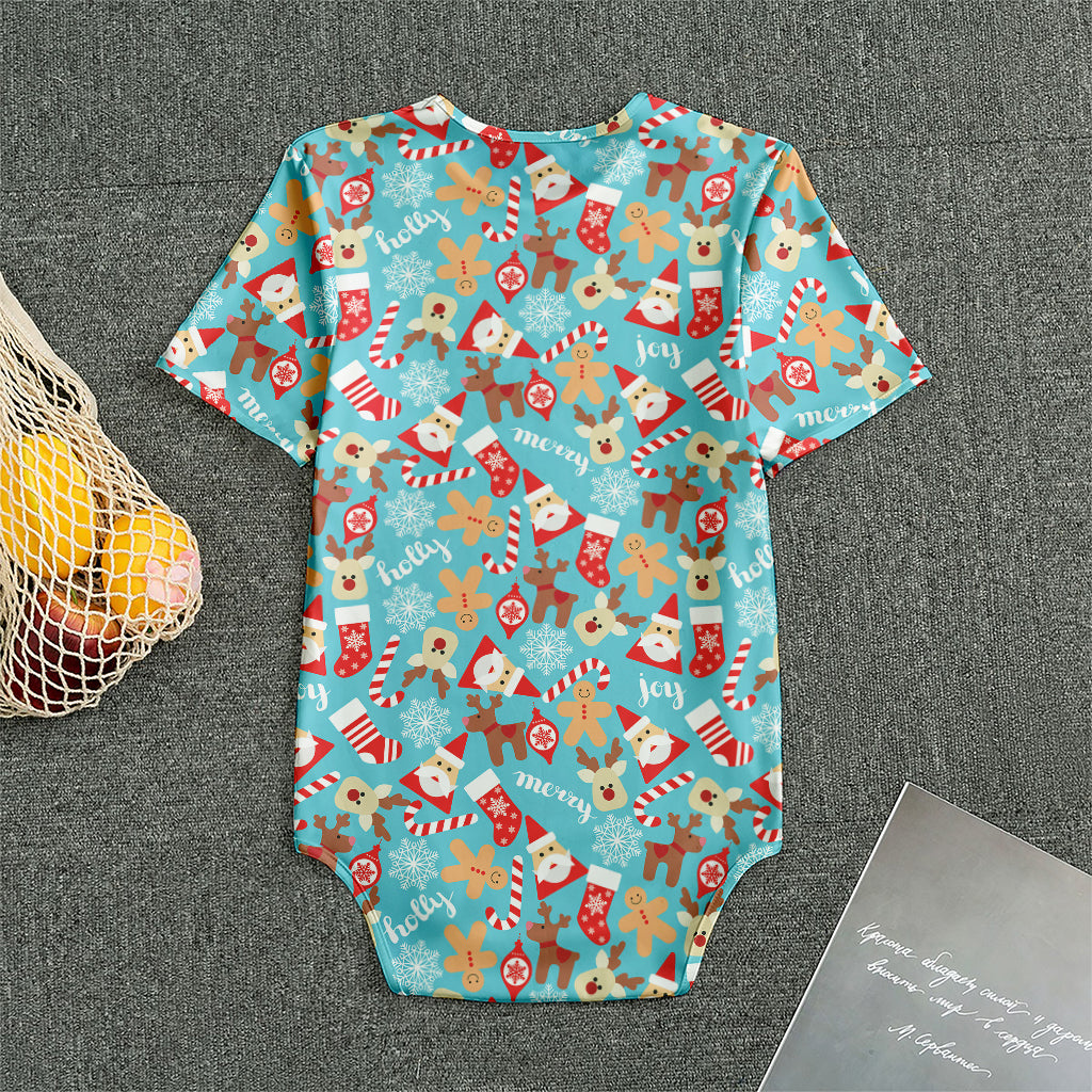 Cute Christmas Elements Pattern Print Men's Bodysuit