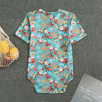 Cute Christmas Elements Pattern Print Men's Bodysuit