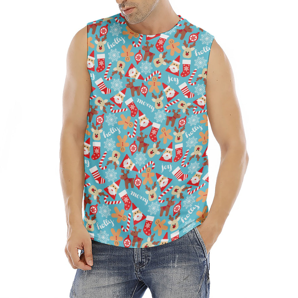 Cute Christmas Elements Pattern Print Men's Fitness Tank Top