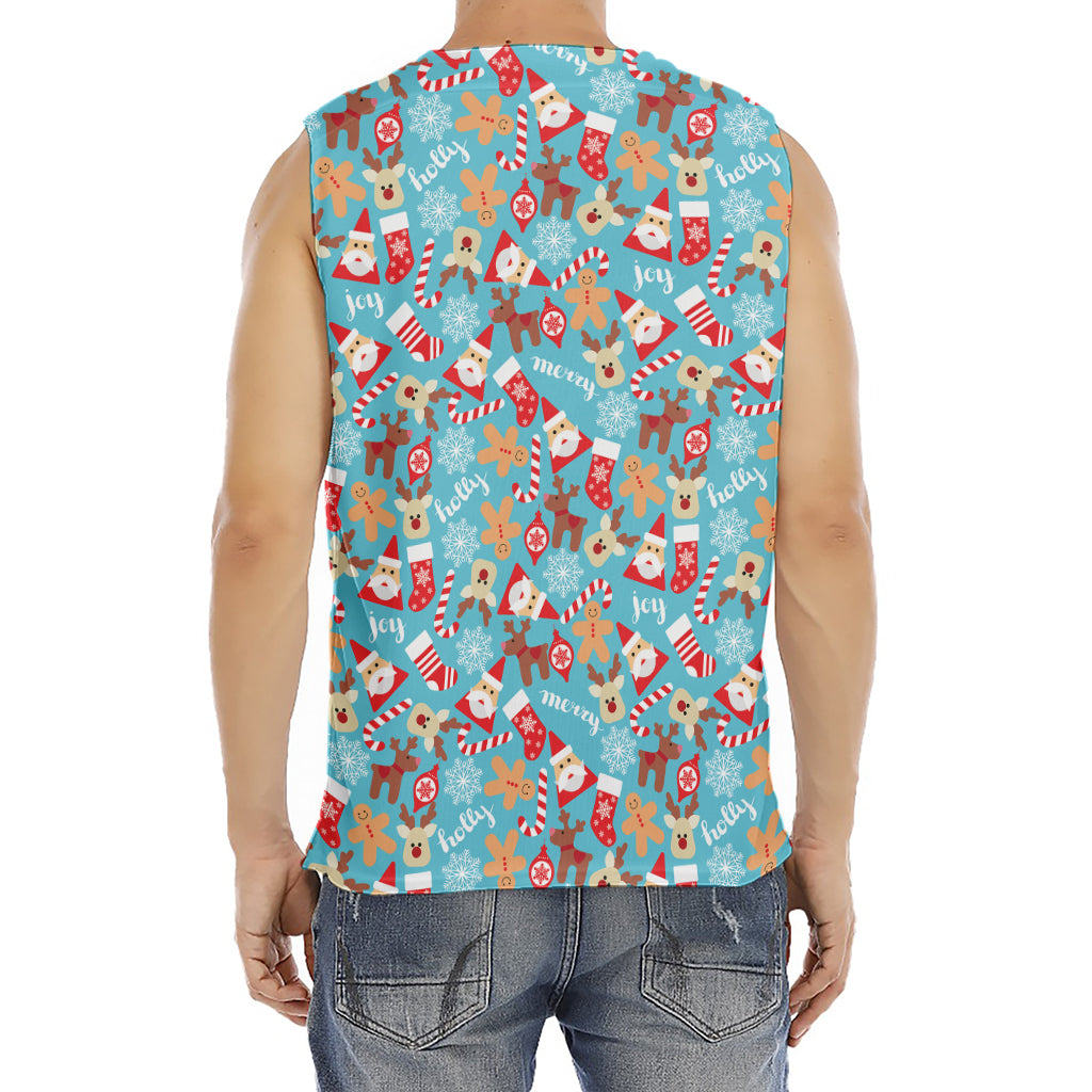 Cute Christmas Elements Pattern Print Men's Fitness Tank Top