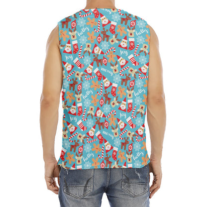 Cute Christmas Elements Pattern Print Men's Fitness Tank Top
