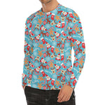 Cute Christmas Elements Pattern Print Men's Long Sleeve Rash Guard
