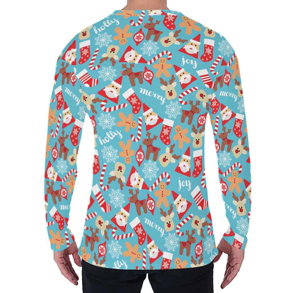 Cute Christmas Elements Pattern Print Men's Long Sleeve T-Shirt