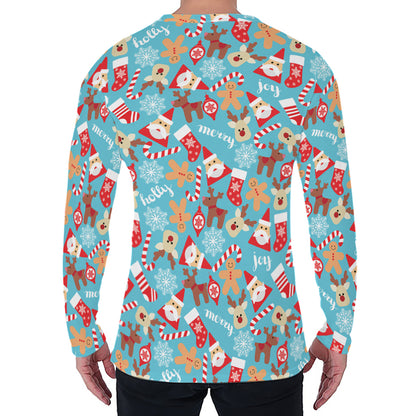 Cute Christmas Elements Pattern Print Men's Long Sleeve T-Shirt
