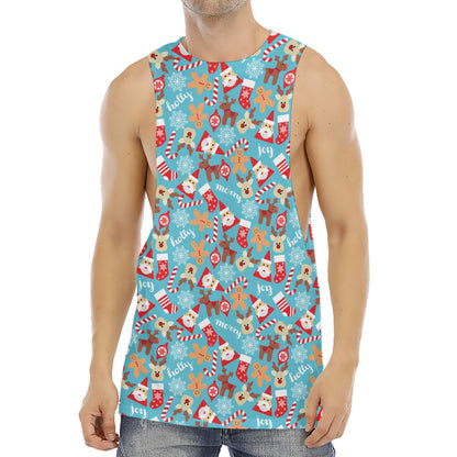 Cute Christmas Elements Pattern Print Men's Muscle Tank Top
