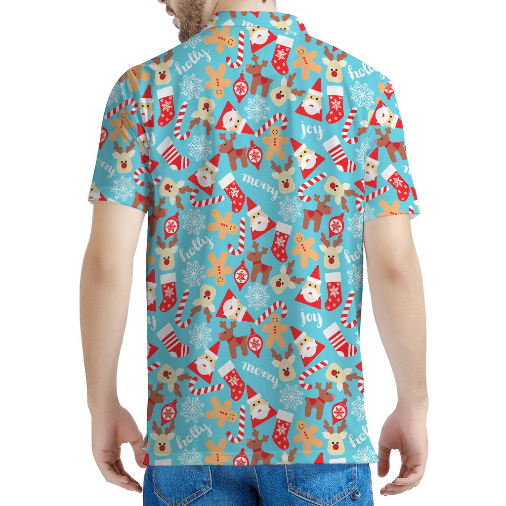 Cute Christmas Elements Pattern Print Men's Polo Shirt