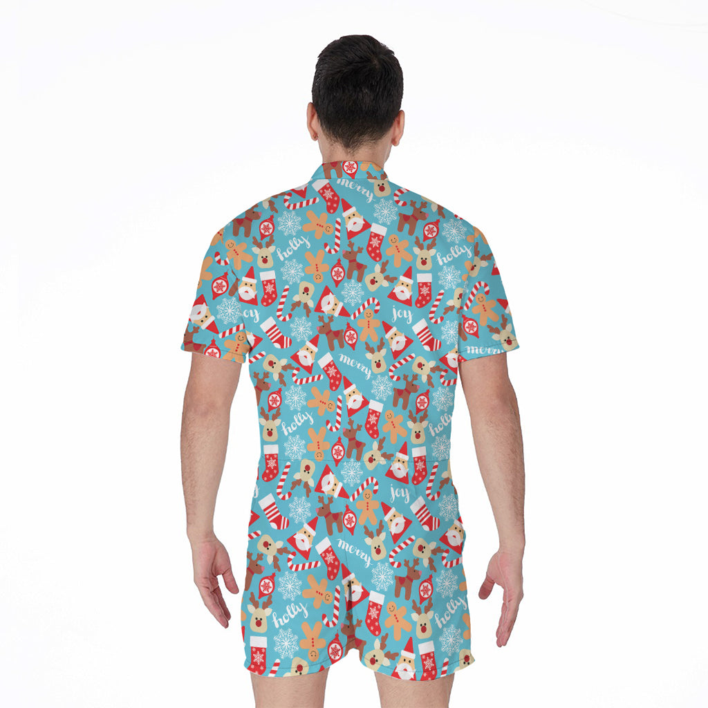 Cute Christmas Elements Pattern Print Men's Rompers